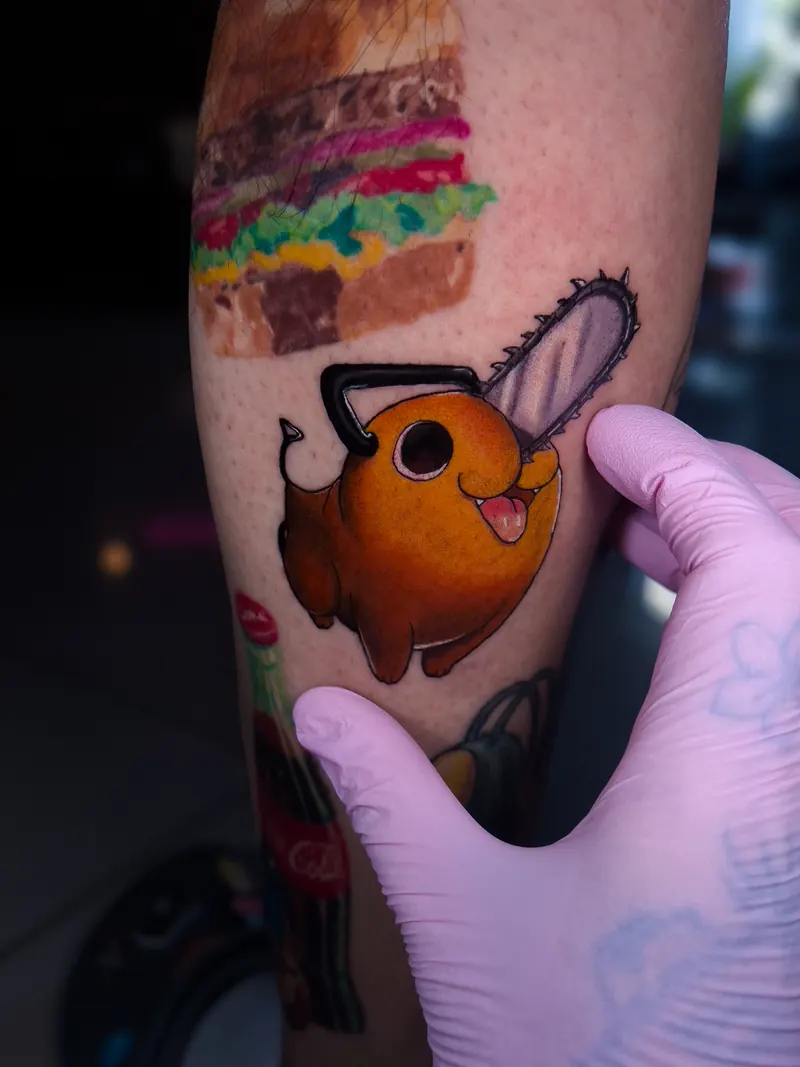 Frog soju bottle illustrative colour tattoo by Kristina Vishar