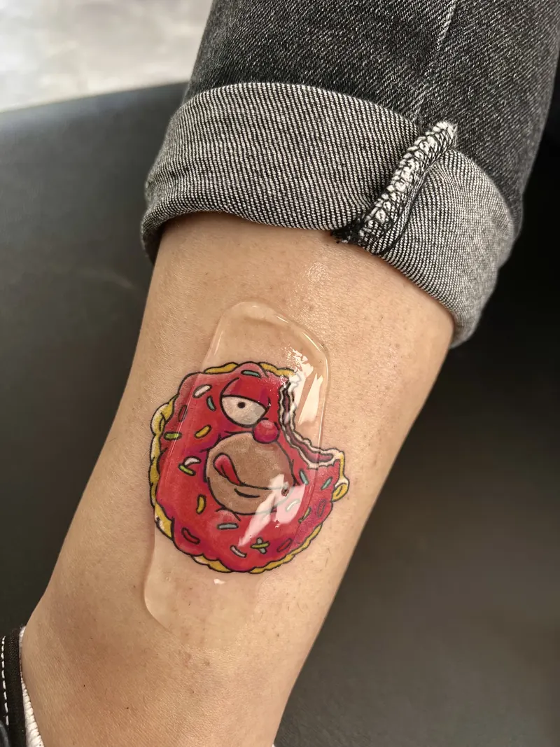 Dragon warrior illustrative colour sleeve tattoo by Kristina Vishar