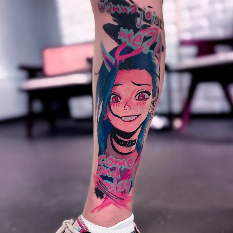 Red spider lily floral tattoo with kanji by Kristina Vishar