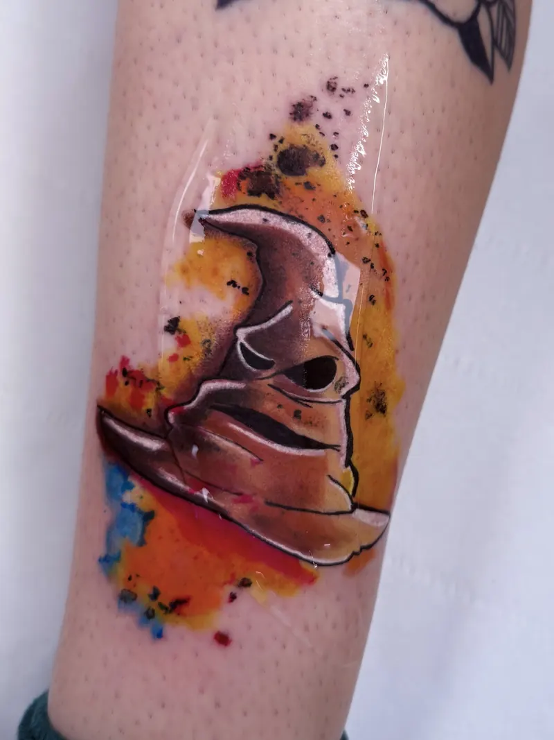 Totoro ramen bowl colour tattoo by Kristina Vishar